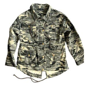 Vici Fate Camo Print Utility Denim Jacket Coat Size Small